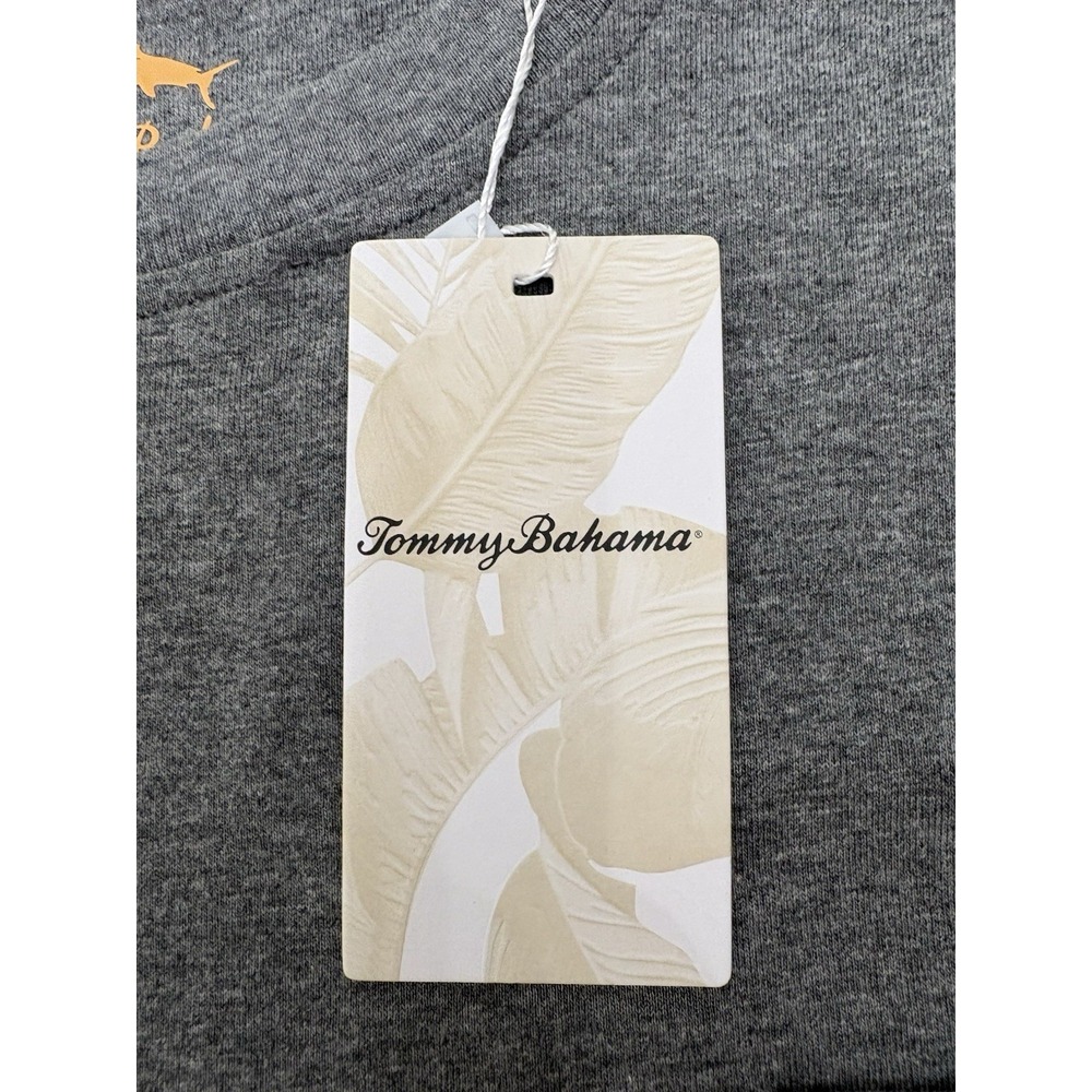 TOMMY BAHAMA Men's Short Sleeved Crew Neck Top Gray Orange Accent Logo Size S - Picture 5 of 12